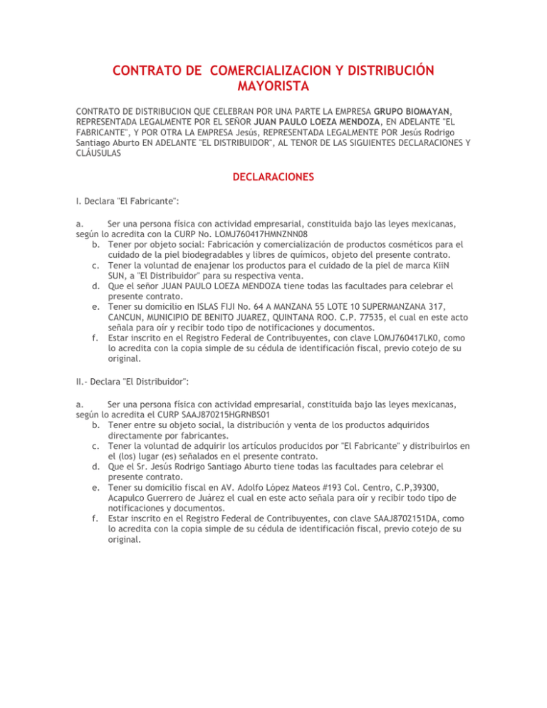 Contrato De Comercializacion Y Distribución Mayorista 3911