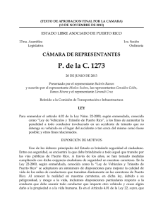 P. de la C. 1273 CÁMARA DE REPRESENTANTES