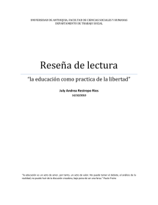 Reseña de lectura - Universidad de Antioquia