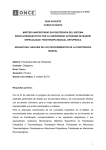 An&aacute;lisis de los Procedimientos en Fisioterapia Manual