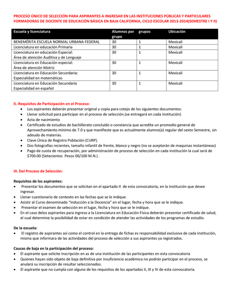 Proceso Único De SelecciÓn Para Aspirantes A