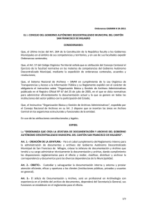 EL I. CONCEJO DEL GOBIERNO AUTÓNOMO DESCENTRALIZADO MUNICIPAL DEL CANTÓN CONSIDERANDO: