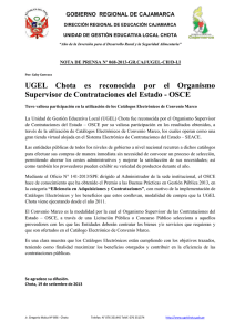 UGEL  Chota  es  reconocida  por ... Supervisor de Contrataciones del Estado - OSCE