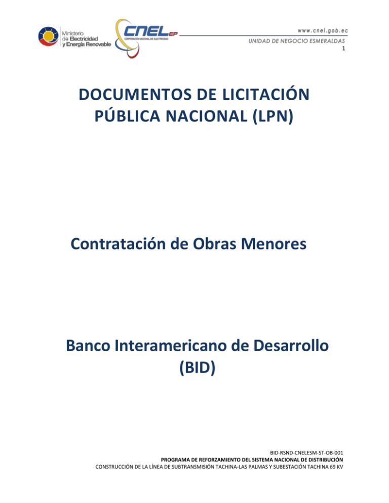 Documentos De Licitaci N P Blica Nacional Lpn Contrataci N De Obras