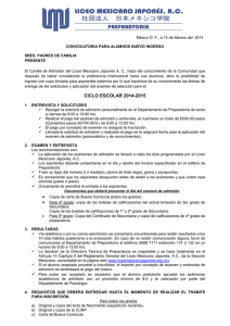México D. F., a 14 de febrero del 2014 CONVOCATORIA PARA