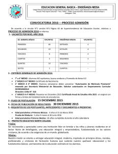 convocatoria admisión 2016 - North College Antofagasta