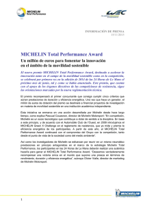 MICHELIN Total Performance Award Un millón de euros para