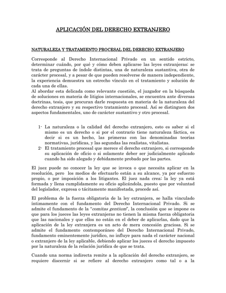 Aplicación Del Derecho Extranjero