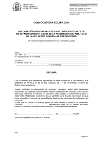 Declaración de no estar incursa art. 13.2 b) LGS 2014