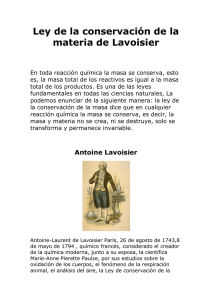 Ley de la conservación de la materia de Lavoisier