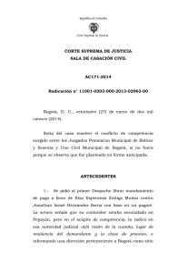 CORTE SUPREMA DE JUSTICIA SALA DE CASACIÓN CIVIL AC171-2014