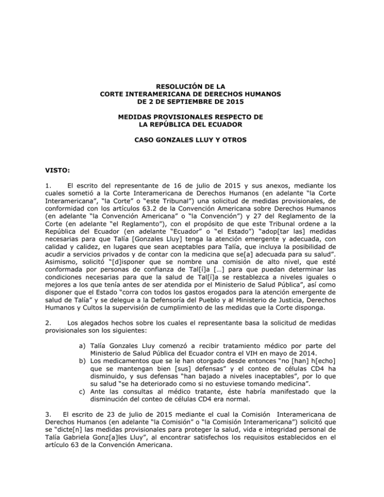 ResoluciÓn De La Corte Interamericana De Derechos