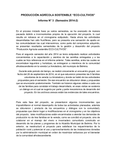 PRODUCCIÓN AGRÍCOLA SOSTENIBLE “ECO-CULTIVOS” Informe N° 3  (Semestre 2014-2)