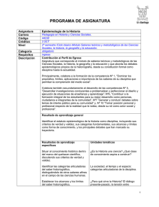 PROGRAMA DE ASIGNATURA  Asignatura Epistemología de la Historia