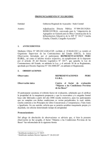 PRONUNCIAMIENTO N° 312-2013/DSU  Entidad: Gobierno Regional de Ayacucho - Sede Central