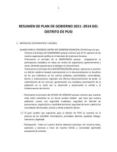 RESUMEN DE PLAN DE GOBIERNO 2011 -2014 DEL DISTRITO DE PUSI