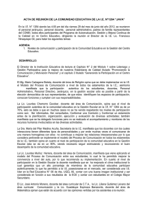 ACTA DE REUNION DE LA COMUNIDAD EDUCATIVA DE LA I.E. N