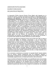 AGRUPACIÓN POLÍTICA NACIONAL RICARDO FLORES MAGÓN DECLARACIÓN DE PRINCIPIOS
