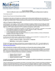 Escuela Natomas Middle Carta de notificación sobre la reestructura