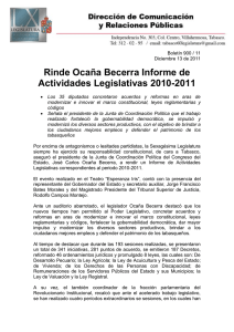 Rinde Ocaña Becerra Informe de Actividades Legislativas 2010-2011