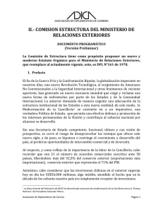 II.- COMISION ESTRUCTURA DEL MINISTERIO DE RELACIONES