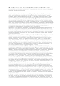 67a Asamblea General de las Naciones Unidas: Discurso de la... DISCURSO DE LA PRESIDENTA CRISTINA FERNANDEZ DE KIRCHNER EN LA... GENERAL DE NACIONES UNIDAS