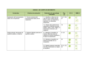 UNIDAD 2: MI CUERPO EN MOVIMIENTO Contenidos Criterios de evaluación Estándares de aprendizaje