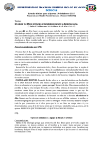 DEDUCAS DEPARTAMENTO DE EDUCACIÓN CRISTIANA ARCA DE SALVACIÓN  Tema: