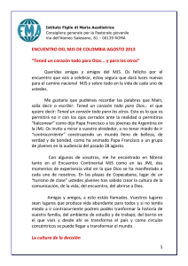 ENCUENTRO DEL MJS DE COLOMBIA AGOSTO 2013