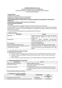 GOBIERNO REGIONAL DEL CALLAO I. GENERALIDADES 1. Objeto de la convocatoria 40-2015-GRC