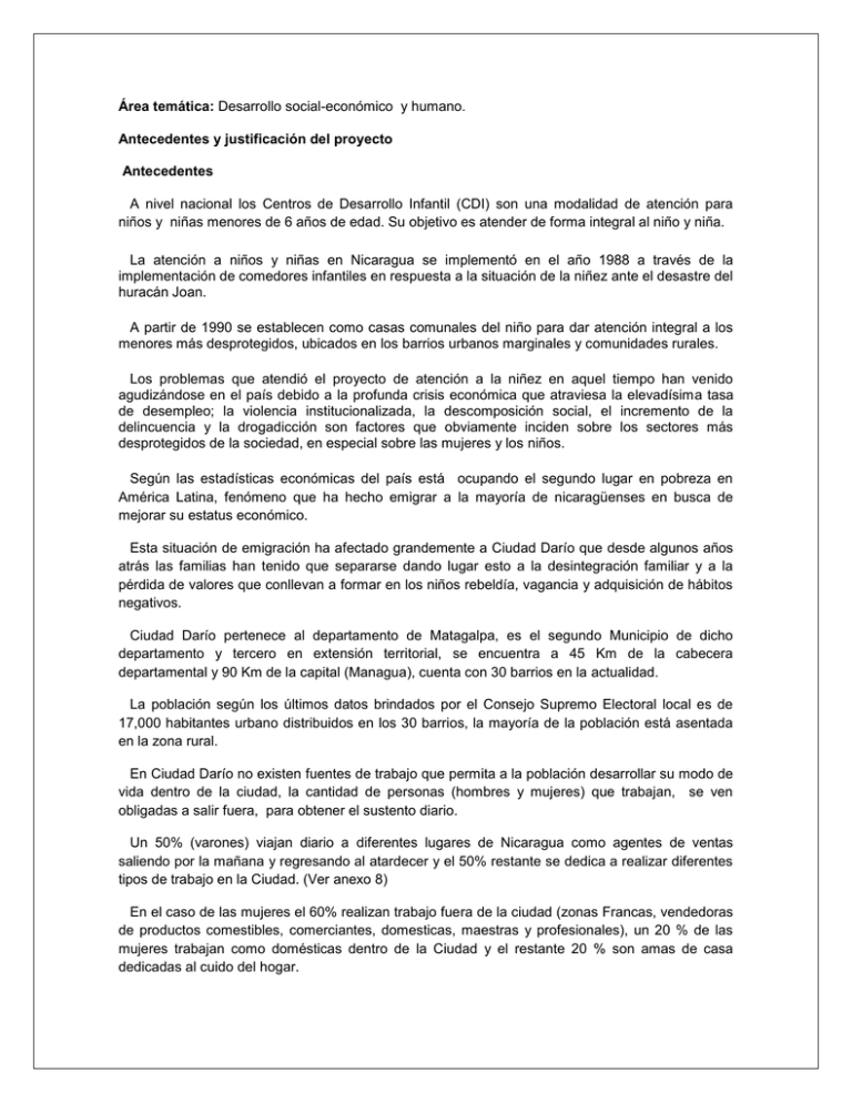 Área Temática: Antecedentes Y Justificación Del Proyecto Antecedentes