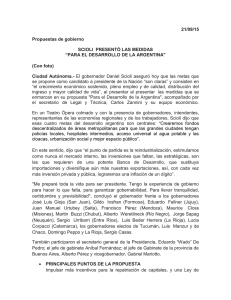 21/09/15 Propuestas de gobierno SCIOLI  PRESENTÓ LAS MEDIDAS