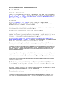 SERVICIO NACIONAL DE SANIDAD Y CALIDAD AGROALIMENTARIA Resolución N° 423/2014