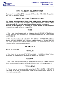 Acta del Comite de Competicion de 27/10/2015