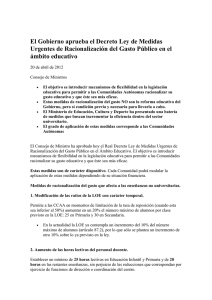 El Gobierno aprueba el Decreto Ley de Medidas Urgentes de