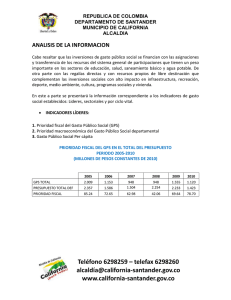 ANALISIS DE LA INFORMACION REPUBLICA DE COLOMBIA DEPARTAMENTO DE SANTANDER MUNICIPIO DE CALIFORNIA