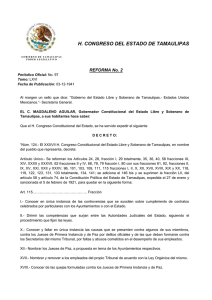 H. CONGRESO DEL ESTADO DE TAMAULIPAS REFORMA No. 2