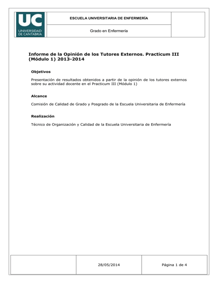 Informe De La Opini n De Los Tutores Externos Practicum III M dulo