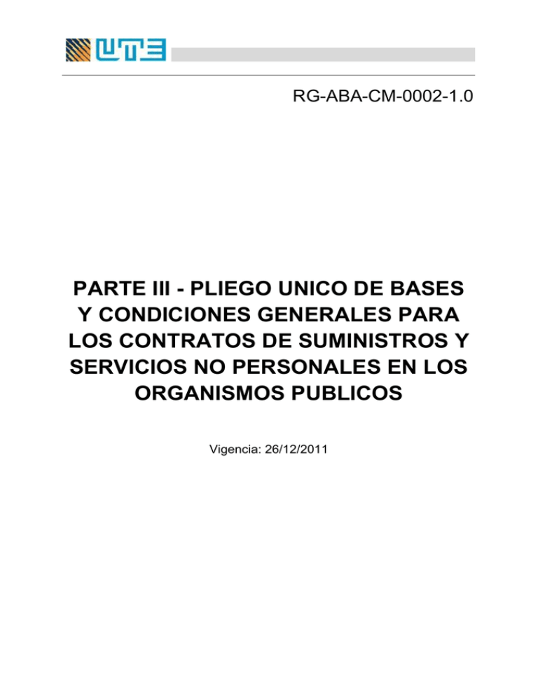 Pliego Unico De Bases Y Condiciones Generales Para Los