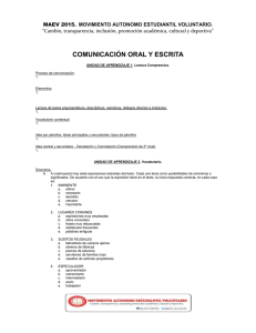 COMUNICACIÓN ORAL Y ESCRITA  MAEV 2015.  MOVIMIENTO AUTONOMO ESTUDIANTIL VOLUNTARIO.