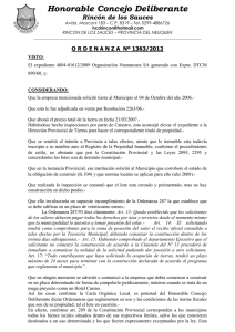 ordenanza nº 1363/2012 - Honorable Concejo Deliberante