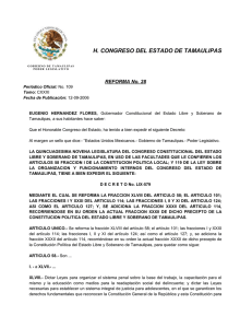 H. CONGRESO DEL ESTADO DE TAMAULIPAS REFORMA No. 28