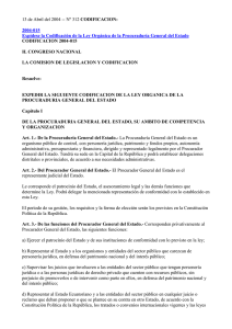 CODIFICACION:  CODIFICACION 2004-015 H. CONGRESO NACIONAL