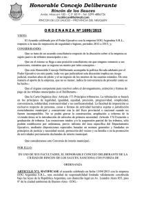 ordenanz a nº 1699/2015 - Honorable Concejo Deliberante