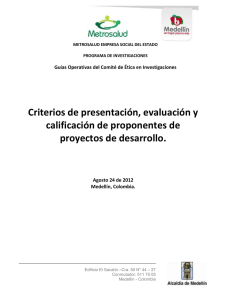 Criterios de presentación, evaluación y calificación de proponentes de proyectos de desarrollo.