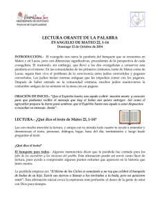 LECTURA ORANTE DE LA PALABRA EVANGELIO DE MATEO 22, 1-14