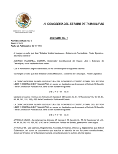 H. CONGRESO DEL ESTADO DE TAMAULIPAS REFORMA No. 1