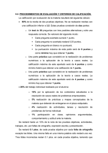 6.2. PROCEDIMIENTOS DE EVALUACIÓN Y CRITERIOS DE CALIFICACIÓN. 80% 3,5