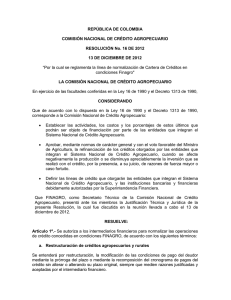 REPÚBLICA DE COLOMBIA COMISIÓN NACIONAL DE CRÉDITO