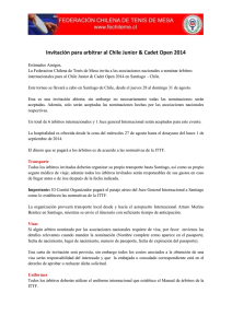 Invitación para arbitrar al Chile Junior & Cadet Open 2014